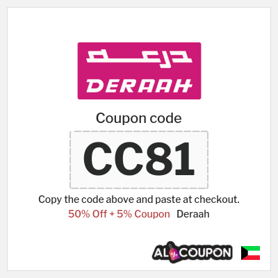 Coupon for Deraah (CC81) 50% Off + 5% Coupon