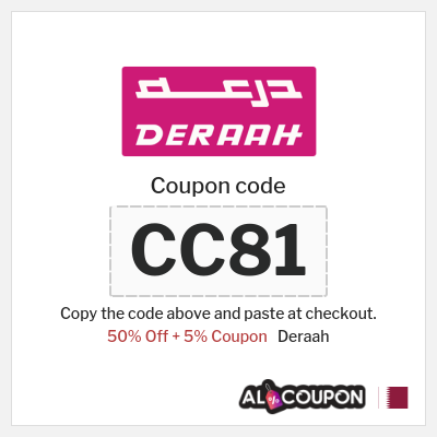 Coupon for Deraah (CC81) 50% Off + 5% Coupon