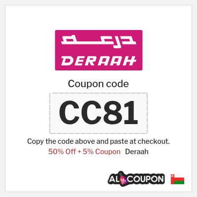 Coupon for Deraah (CC81) 50% Off + 5% Coupon
