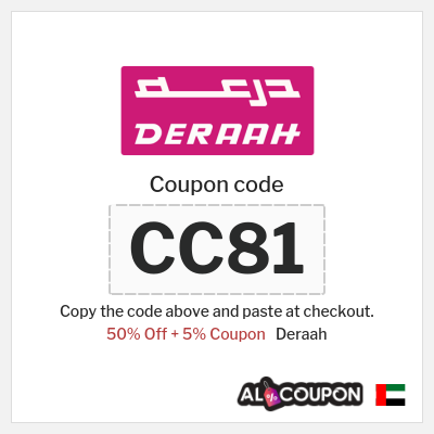 Coupon for Deraah (CC81) 50% Off + 5% Coupon