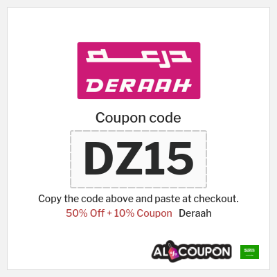 Coupon for Deraah (DZ15) 50% Off + 10% Coupon