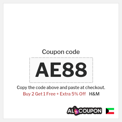 Coupon for H&M (AE88) Buy 2 Get 1 Free + Extra 5% Off