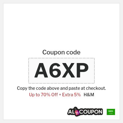 Coupon for H&M (A6UN)  Up to 70% Off + Extra 5%
