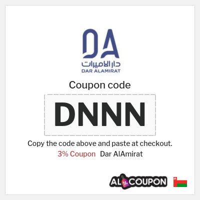 Dar AlAmirat Coupon (DNNN) Dar AlAmirat Coupon Code on All Items