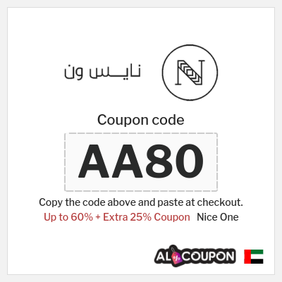 Coupon for Nice One (AA90) Up to 60% + Extra 25% Coupon