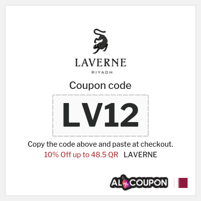 Coupon for LAVERNE (LV12) 10% Off up to 48.5 QR