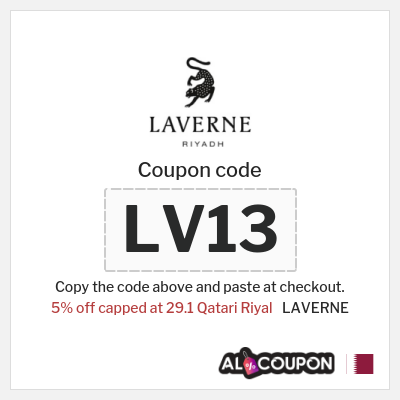 Coupon for LAVERNE (LV13) 5% off capped at 29.1 Qatari Riyal