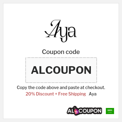 Coupon for Aya (ALCOUPON) 20% Discount + Free Shipping