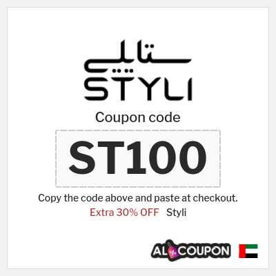 Coupon for Styli (ST100) Extra 30% OFF