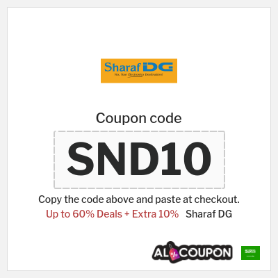 Coupon for Sharaf DG (SND10) Up to 60% Deals + Extra 10%
