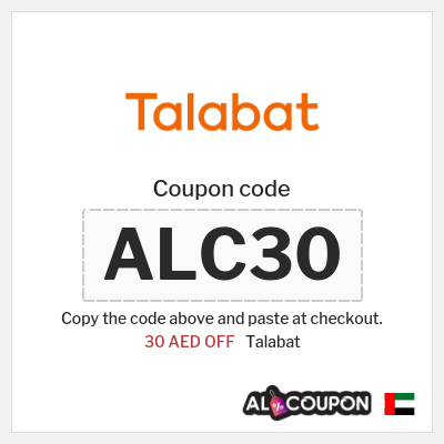 Coupon discount code for Talabat 30 Dirham OFF