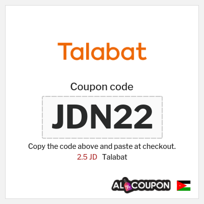 Coupon discount code for Talabat 2.5 Jordanian Dinar OFF