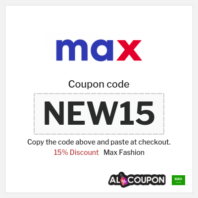 Coupon for Max Fashion (NEW15) 15% Discount