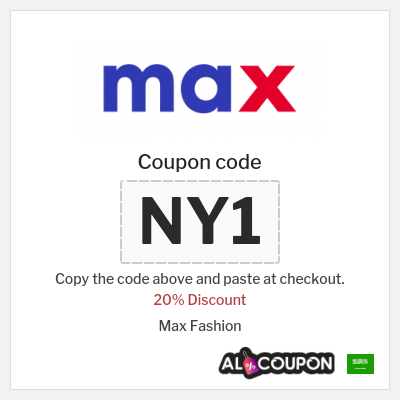 Coupon for Max Fashion (NY1) 20% Discount