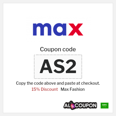 Coupon for Max Fashion (AS2) 15% Discount