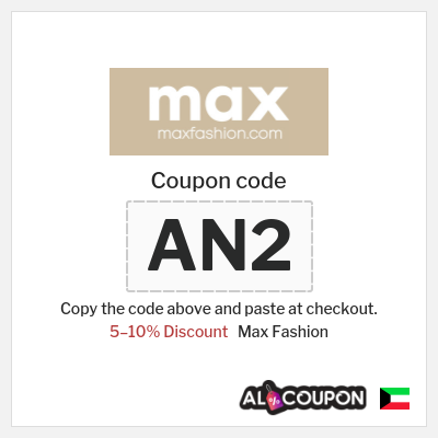 Coupon for Max Fashion (AN2) 5–10% Discount