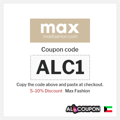 Coupon for Max Fashion (ALC1) 5–10% Discount