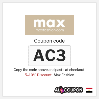 Coupon for Max Fashion (AC3) 5–10% Discount