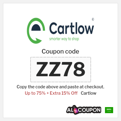 Coupon for Cartlow (ZZ78) Up to 75% + Extra 15% Off