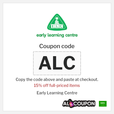 Coupon discount code for Early Learning Centre 15% Promo code