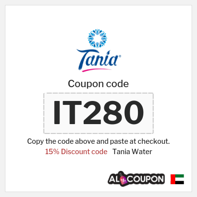 Coupon discount code for Tania Water 15% OFF promo code