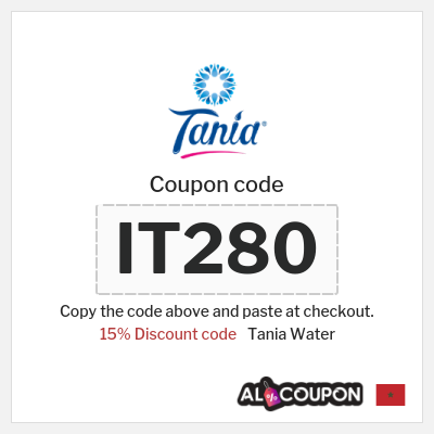 Coupon discount code for Tania Water 15% OFF promo code