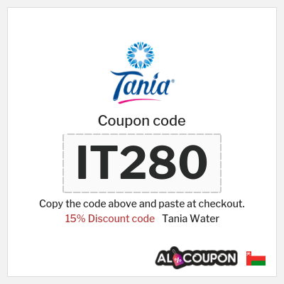 Coupon discount code for Tania Water 15% OFF promo code