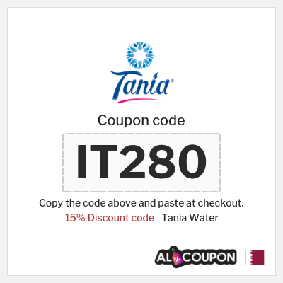 Coupon discount code for Tania Water 15% OFF promo code