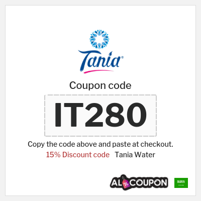 Coupon discount code for Tania Water 15% OFF promo code