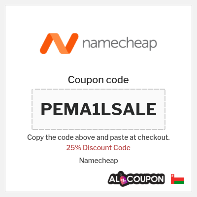 Coupon for Namecheap (PEMA1LSALE) 25% Discount Code