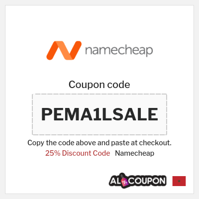 Coupon for Namecheap (PEMA1LSALE) 25% Discount Code