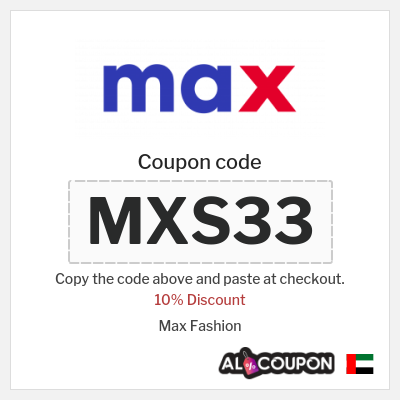 Coupon for Max Fashion (MXS33) 10% Discount