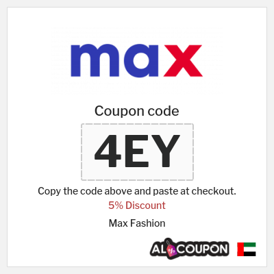 Coupon for Max Fashion (4EY) 5% Discount 