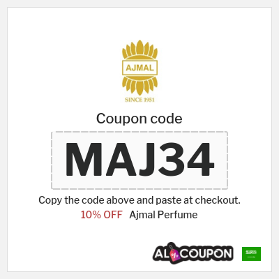 Coupon for Ajmal Perfume (MAJ34) 10% OFF