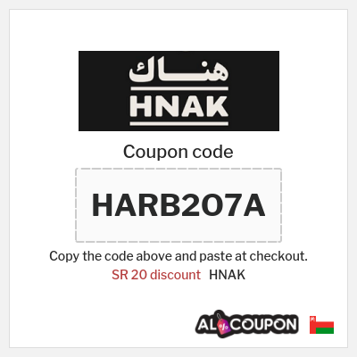 Coupon discount code for HNAK 20 SAR OFF