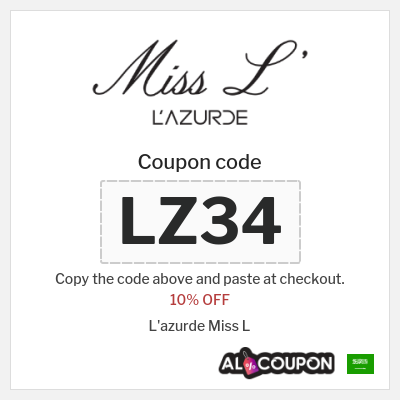 Coupon discount code for L'azurde Miss L 10% OFF