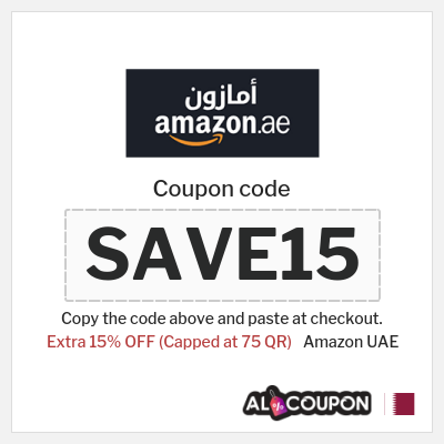 Coupon for Amazon UAE (SAVE15) Extra 15% OFF (Capped at 75 QR)