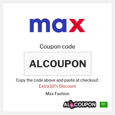 Coupon discount code for Max Fashion 10% Exclusive Coupon