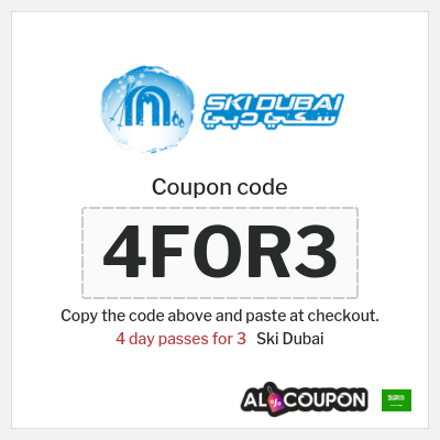 Coupon for Ski Dubai (4FOR3) 4 day passes for 3