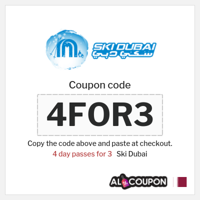 Coupon for Ski Dubai (4FOR3) 4 day passes for 3