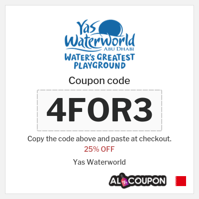 Coupon for Yas Waterworld (4FOR3) 25% OFF
