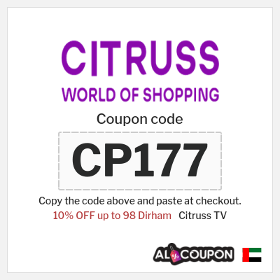 Coupon for Citruss TV (CP177) 10% OFF up to 98 Dirham