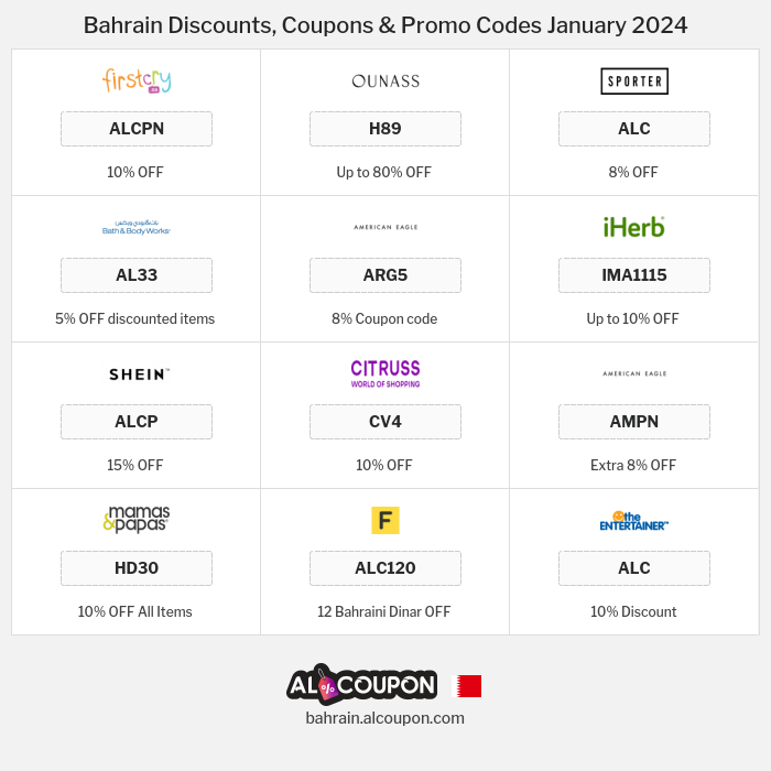 Al Coupon - Bahrain Online Stores Coupon Codes