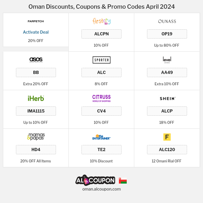 All Coupons and deals for Oman stores