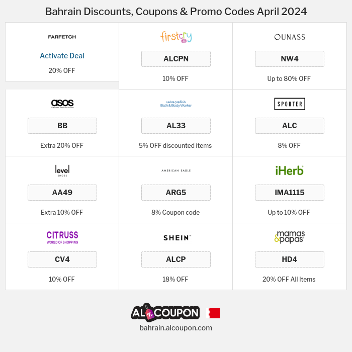 All Coupons and deals for Bahrain stores