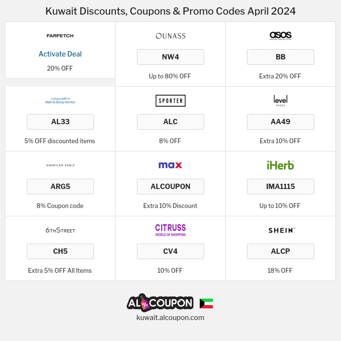 All Coupons and deals for Kuwait stores
