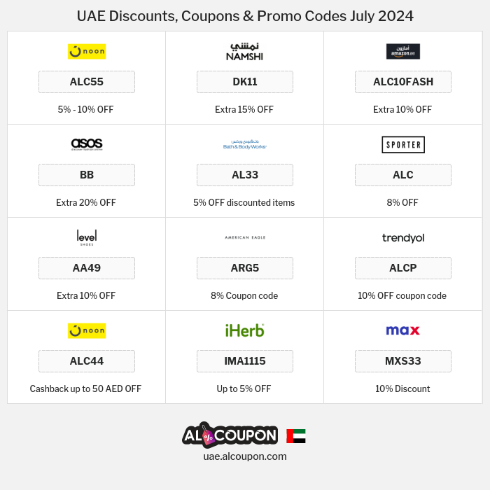 All Coupons and deals for UAE stores