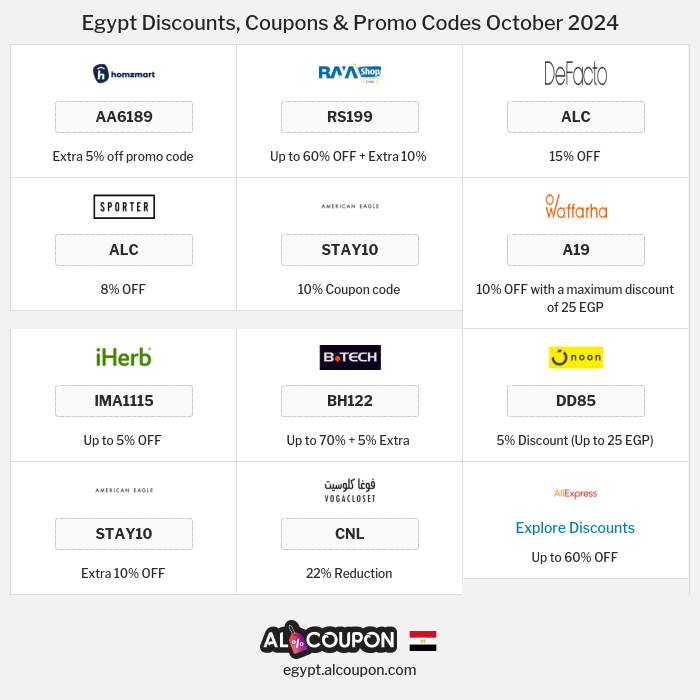 Coupon and Discount Codes in Egypt Al Coupon Website