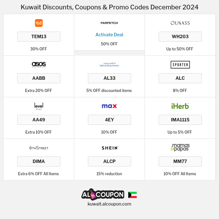 All Coupons and deals for Kuwait stores