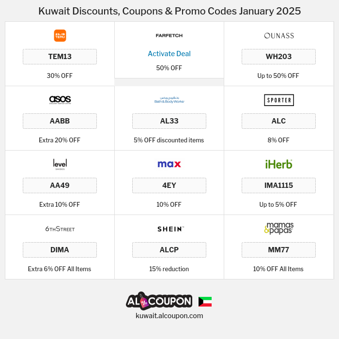 All Coupons and deals for Kuwait stores